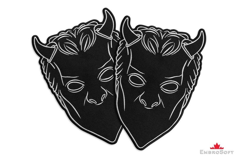 Embrosoft Ghost Band Nameless Ghoul Black Mask Embroidered Patch â€“ Pack of 1 Heavy Metal Embroidery Emblem â€“ Iron On and Sew On Applique Patch for Bikers â€“ 2.7 x 4 inches - Image 2